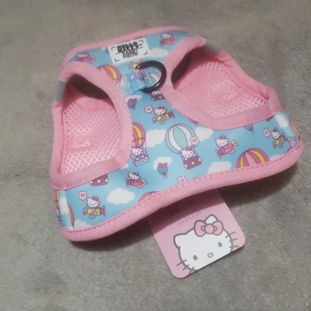 Cute Pink and Blue Cat Harness with Balloon Print
